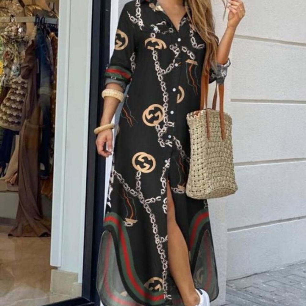 Button down long shirt dress